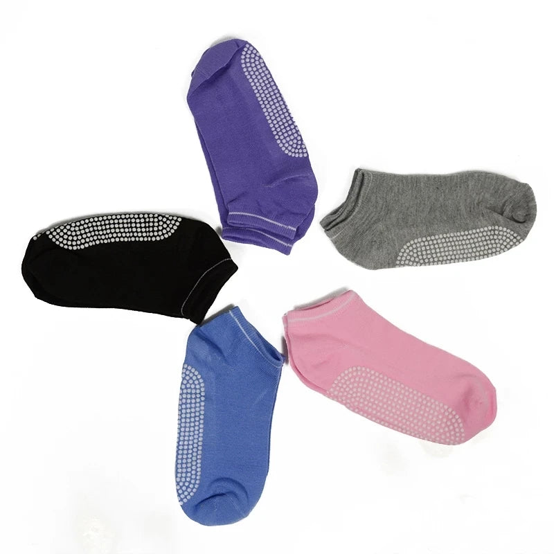 1 Pair Anti-Slip Yoga Socks Silicone Gym Pilates Ballet Socks Fitness Sport Socks Women Cotton Breathable Elasticity Free Size